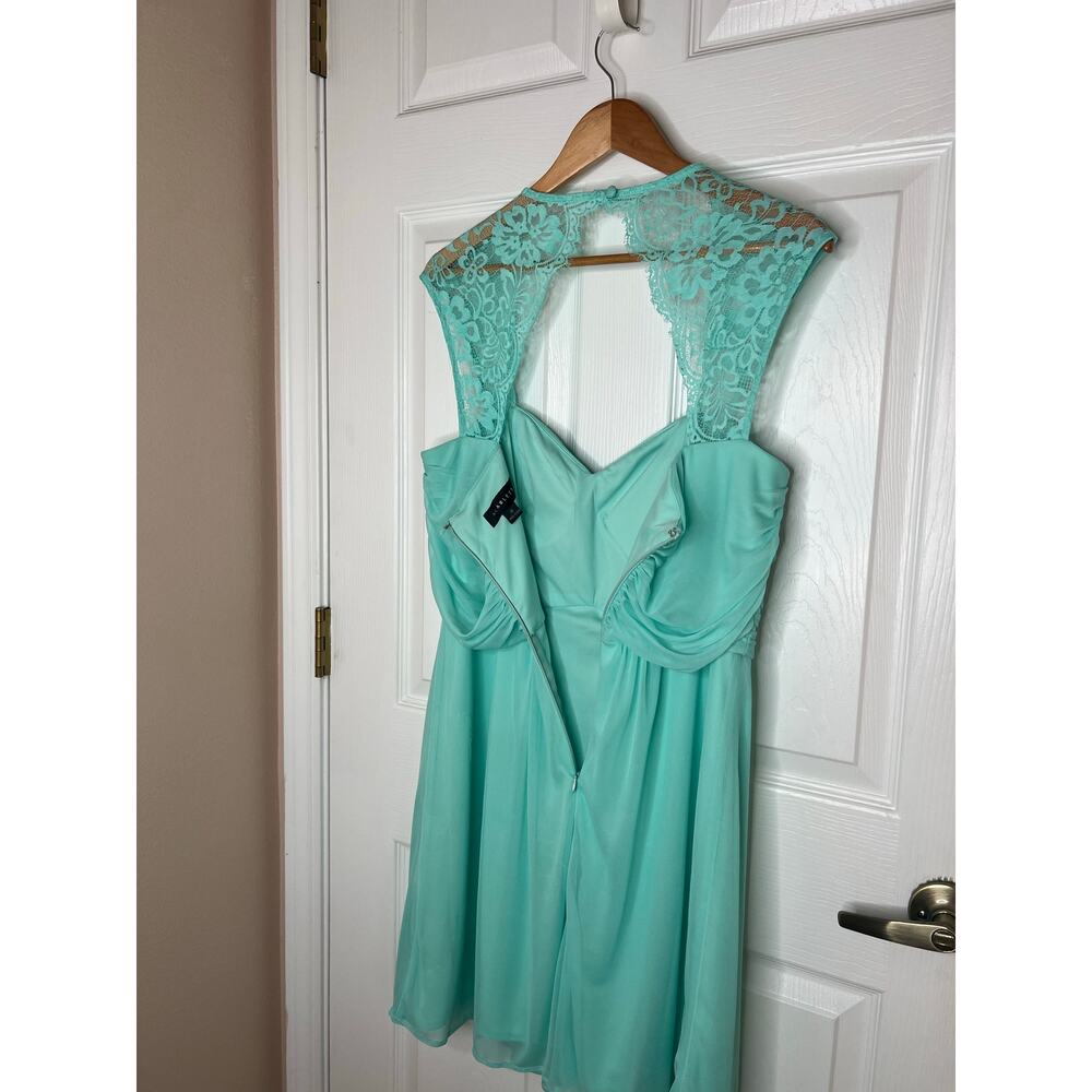 Scarlett Women's Mint Dress Lace Detail Sleeves Pleated Bridesmaid Size 16 - Picture 10 of 15
